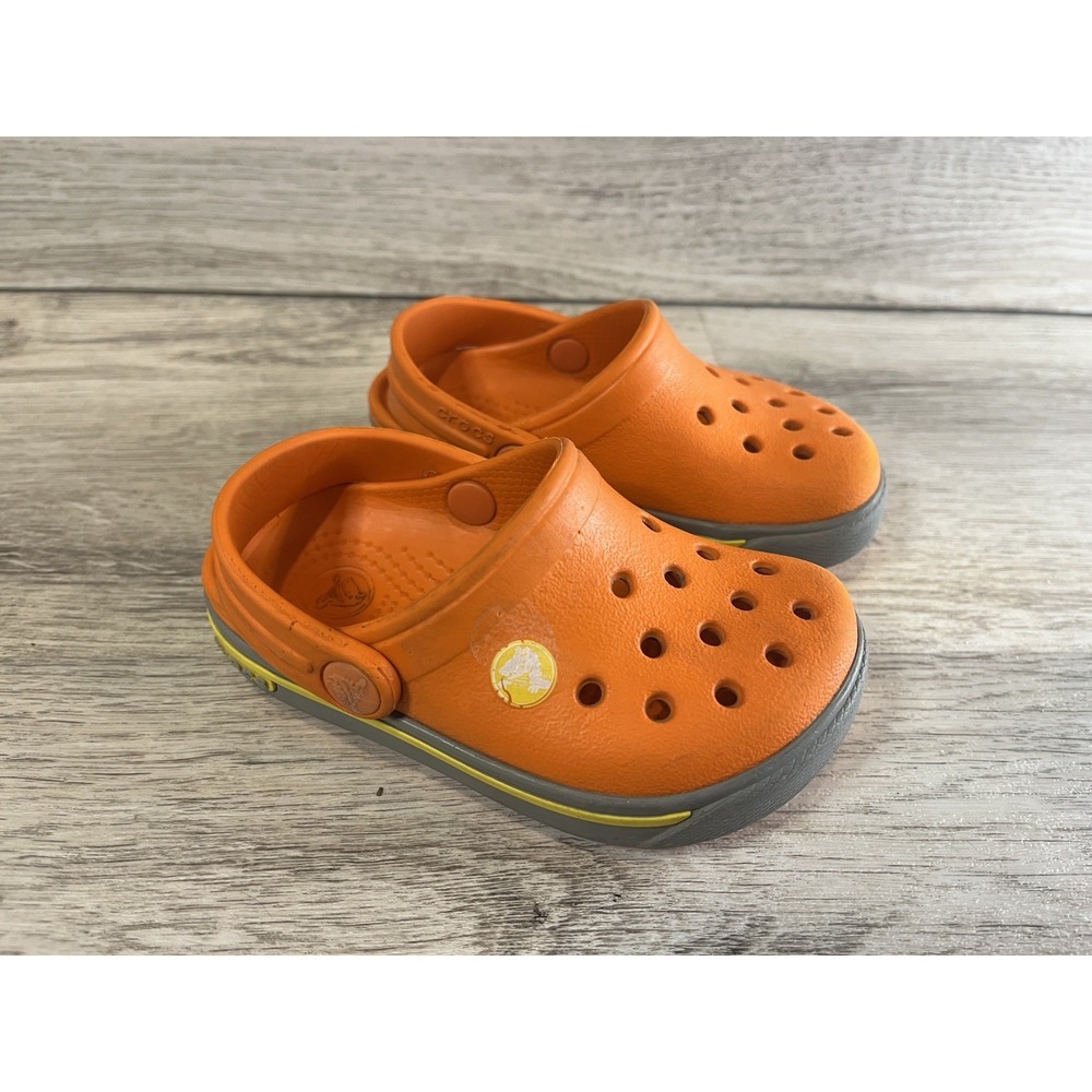 Crocs Crocband II Clogs Kids Orange Rubber Slip-On Lightweight Comfort C4 C5